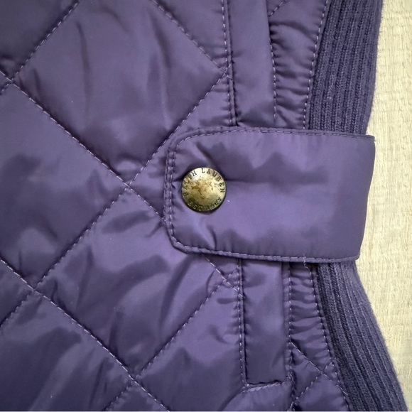 Ralph Lauren Sport Purple Quilted Suede Preppy Y2K Embroidered Women’s Vest - Picture 6 of 10